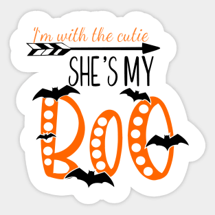 SHes my boo, halloween , couples shirt,  for him Sticker